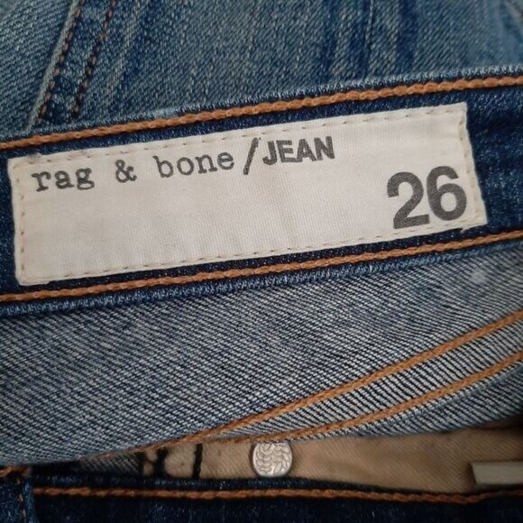 RAG & BONE \ Mid-Rise Skinny Destroyed Blue Jeans Sz 26 - Picture 15 of 16